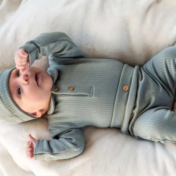 Klein Baby Polo Romper Rib - maat 50 - Stone Green