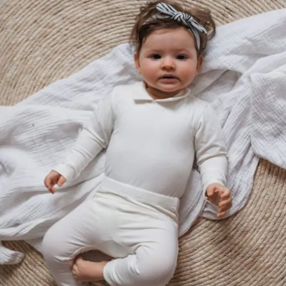 Klein Baby Romper Met Kraag - Lange Mouw - Off White