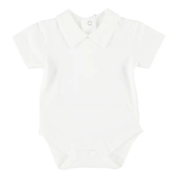Klein Baby Romper Met Kraag - Korte Mouw - Mt. 50 - Off White