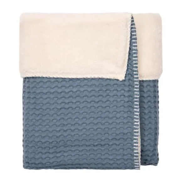Koeka Oslo Wiegdeken - Maat 100 x 75 - Wafel/Teddy - Bluestone
