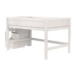 Life Time Halfhoogslaper Premium - White Wash - 120 cm - Met Trapkast