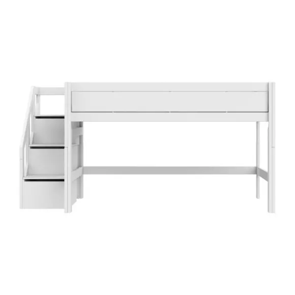 Life Time Halfhoogslaper Premium - White Wash - 120 cm - Met Trapkast