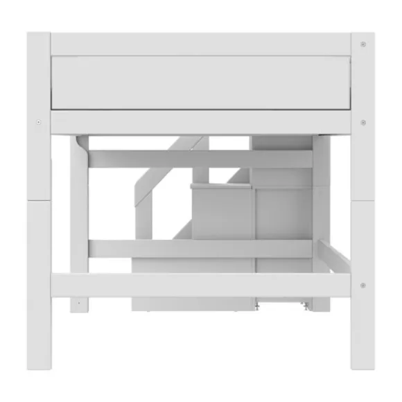 Life Time Halfhoogslaper Premium - White Wash - 120 cm - Met Trapkast