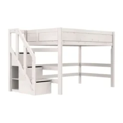 Life Time Hoogslaper Premium - White Wash - 152 cm - Met Trapkast