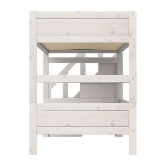 Life Time Stapelbed Premium - White Wash - 120 cm - Met Trapkast