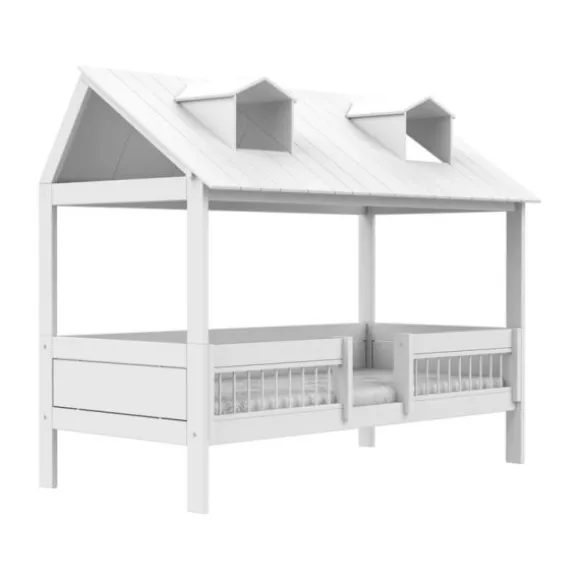 LIFETIME Kidsroom Huisbed Beach House 2‑In‑1 - Premium Rolbodem - Wit