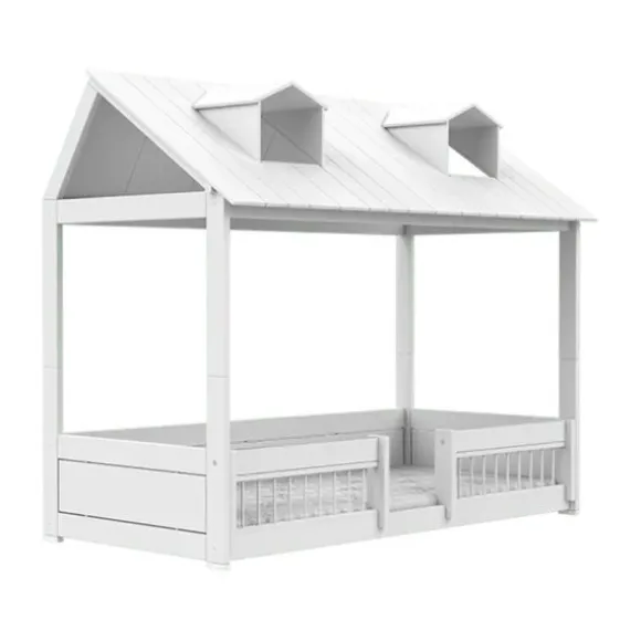 LIFETIME Kidsroom Huisbed Beach House 2‑In‑1 - Premium Rolbodem - Wit