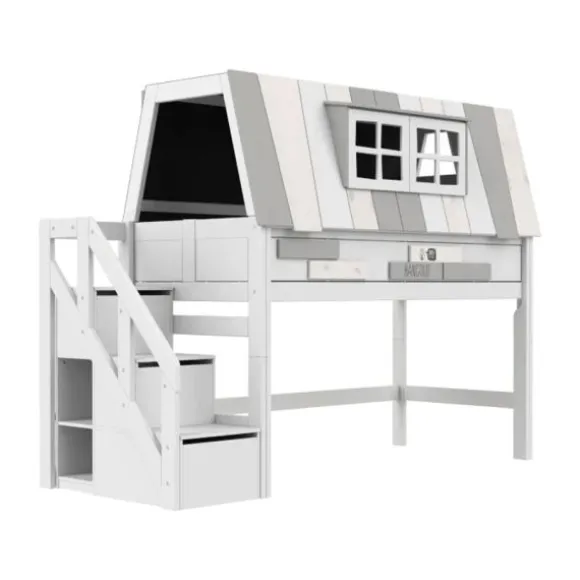 LIFETIME Kidsrooms Halfhoogslaper - My Hangout - Luxe Lattenbodem - Wit Gelakt