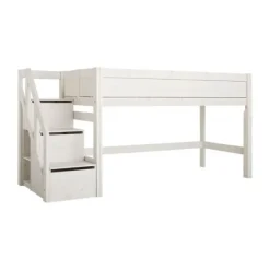 LIFETIME Kidsrooms Halfhoogslaper Met Trapkast Whitewash