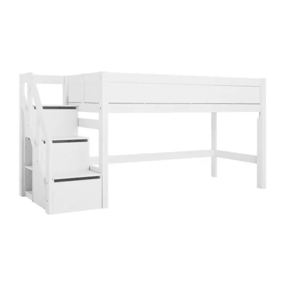 LIFETIME Kidsrooms Halfhoogslaper Met Trapkast Whitewash