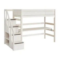 LIFETIME Kidsrooms Hoogslaper Met Trapkast Whitewash