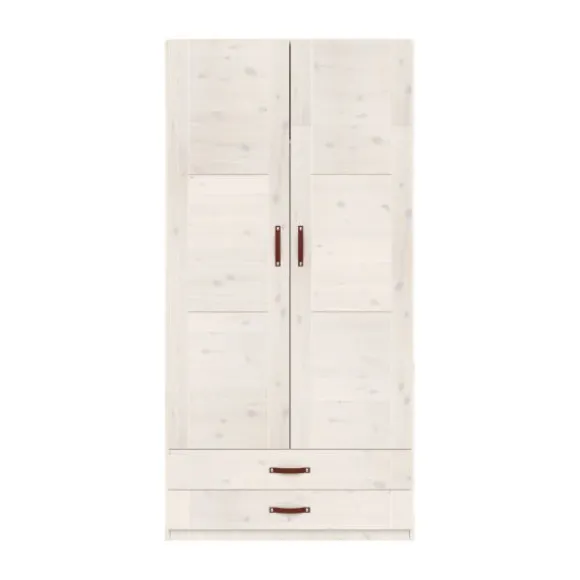 LIFETIME Kidsrooms Kledingkast 2-Deurs - 2 Laden - Tussenwand - White Wash