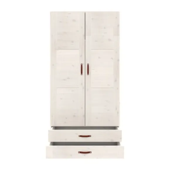 LIFETIME Kidsrooms Kledingkast 2-Deurs - 2 Laden - Tussenwand - White Wash