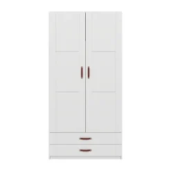 LIFETIME Kidsrooms Kledingkast 2-Deurs - 2 Laden - Tussenwand - White Wash