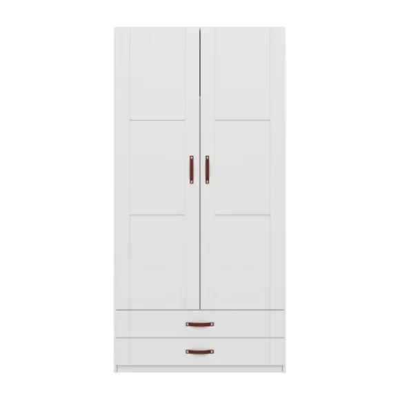 LIFETIME Kidsrooms Kledingkast 2-Deurs - 2 Laden - Tussenwand - White Wash