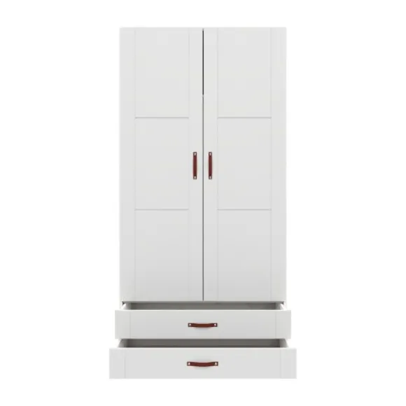 LIFETIME Kidsrooms Kledingkast 2-Deurs - 2 Laden - Tussenwand - White Wash