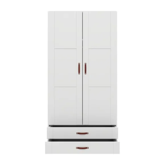 LIFETIME Kidsrooms Kledingkast 2-Deurs - 2 Laden - White Wash