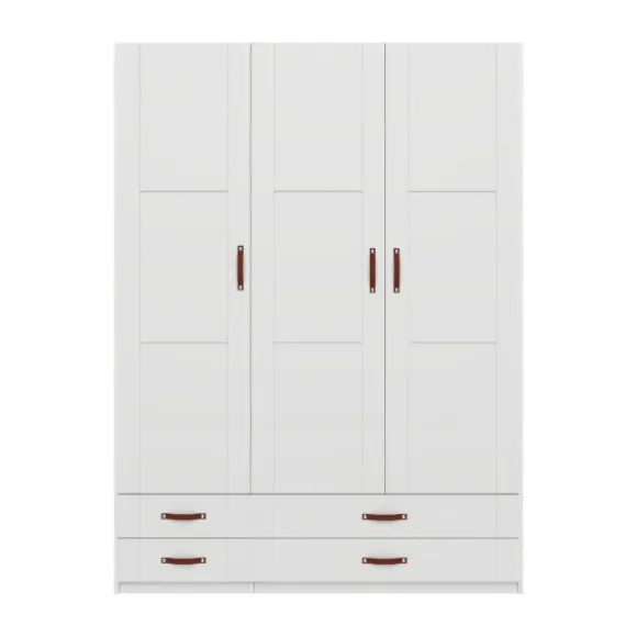 LIFETIME Kidsrooms Kledingkast 3-Deurs - 4 Laden - White Wash