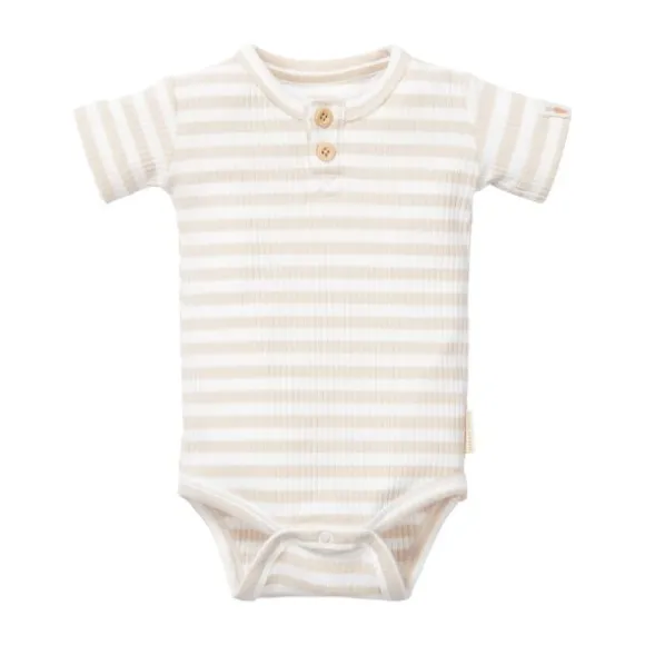 Little Dutch Stripe Romper - Korte Mouw - Mt. 62 - Sand/White