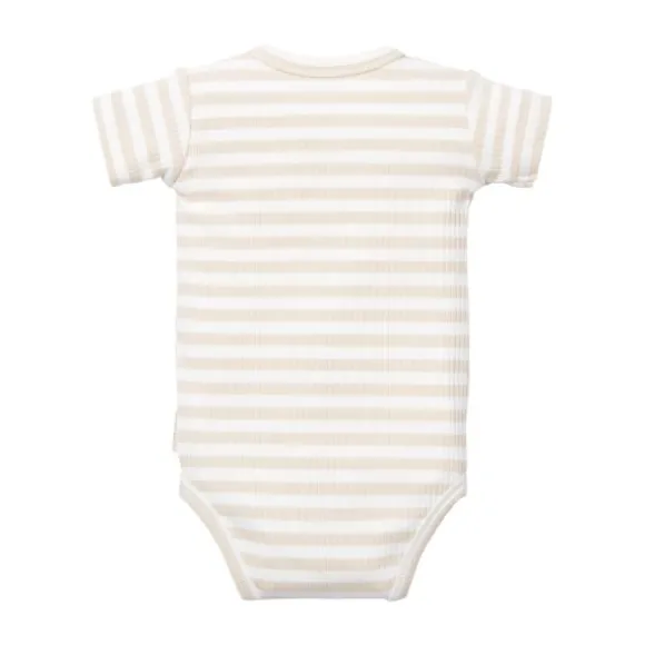 Little Dutch Stripe Romper - Korte Mouw - Mt. 62 - Sand/White