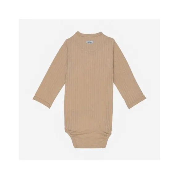 Lodger Seersucker Overslagromper - Lange Mouw - Mt. 50 - Beige