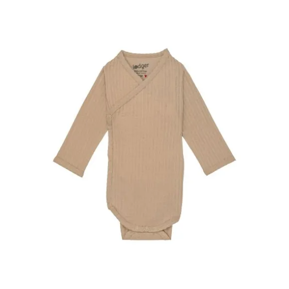 Lodger Seersucker Overslagromper - Lange Mouw - Mt. 50 - Beige