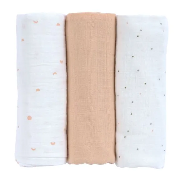 Lässig Swaddle & Burp L Multidoek - GOTS - 3pcs - 85 x 85 cm - Leave Olive
