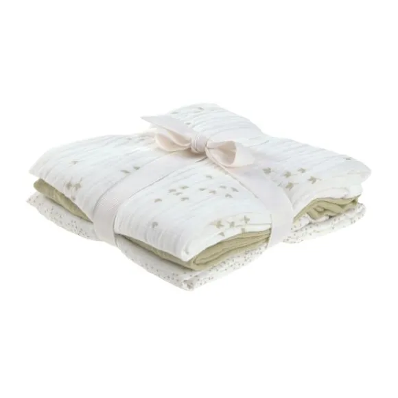 Lässig Swaddle & Burp M Multidoek - GOTS - 3pcs - 60 x 60 cm - Leave Olive / Milky