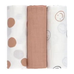 Lässig Swaddle Doek (3 stuks) 85 x 85 cm - Tiny Smile - Maple