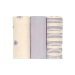 Lässig Tiny Team Swaddle & Burp Doeken - 3 Stuks - 60 x 60 cm - Pastel Lila