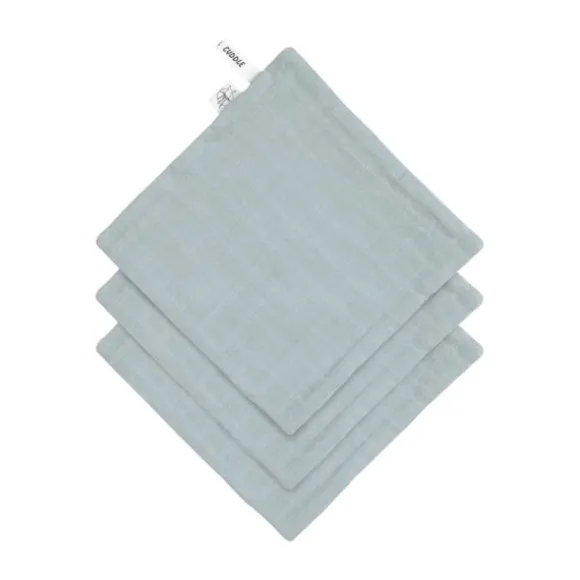 Lässig Washandjes Set - Dots Powder Blue - Badstof - 3 Stuks