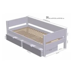 Manis-h Combinatiebed Met Lattenbodem En 2 Lades - SIF - 90x160 cm