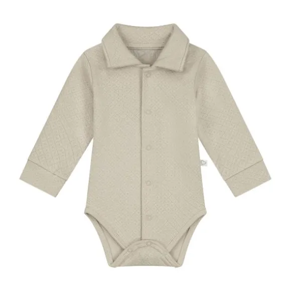 Mats & Merthe Noah Romper Met Kraag Lange Mouw light Brown 1 Mnd