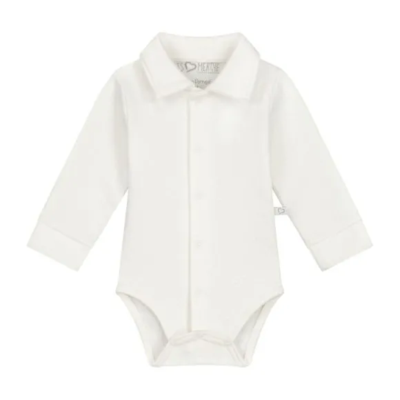 Mats & Merthe Noah Romper Met Kraag Lange Mouw Off White 1 Mnd