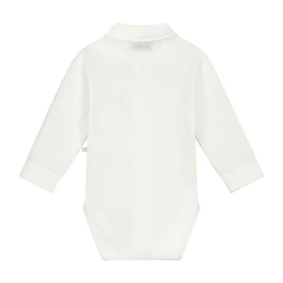 Mats & Merthe Noah Romper Met Kraag Lange Mouw Off White 1 Mnd