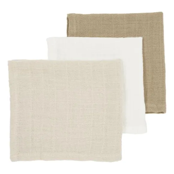 Meyco Baby Hydrofiele Monddoekjes - 3 Stuks - Offwhite/Soft Sand/Taupe
