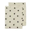 Meyco Baby Sweet Heart Washandjes - 2-Pack - Soft Sand/Black - 20x17 cm
