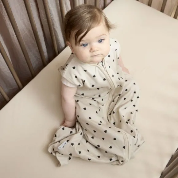 Meyco Baby Sweet Heart Zomerslaapzak - 60 cm - Soft Sand/Black