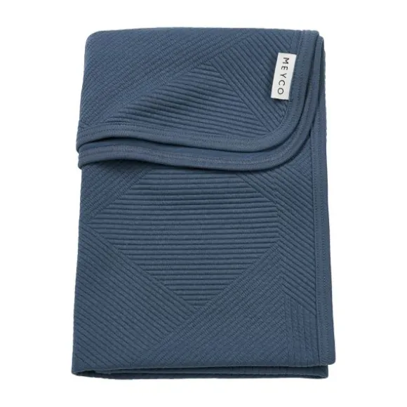 Meyco Deken Gebreid - Pure - 75 x 100 cm - Jacquard - Indigo