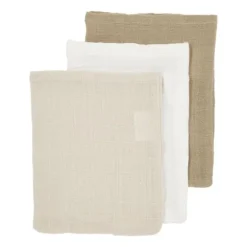 Meyco Hydrofiele Washandjes - 3 stuks - 20x17 cm - Natural / Jeans Blue / Indigo