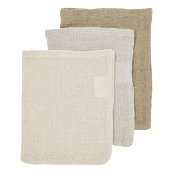 Meyco Hydrofiele Washandjes - 3 stuks - 20x17 cm - Natural / Jeans Blue / Indigo