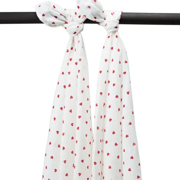 Meyco Sweet Heart Swaddle - 120 x 120 cm - 2-Pack - Red