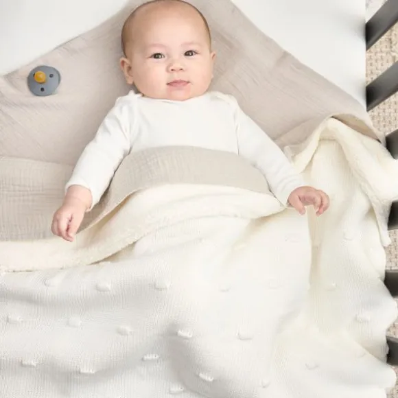 Meyco Wiegdeken Knots Teddy - 75 x 100 cm - Offwhite
