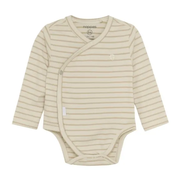 Noppies Navi Overslagromper - Stripe - Maat 44 - Offwhite