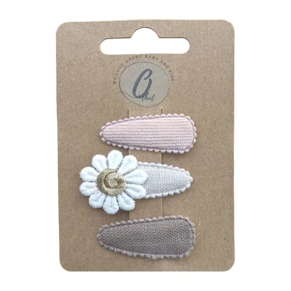 Ootje Kadootje Babyhaarclipjes - Nude / Bloem / Bruin - 3 st