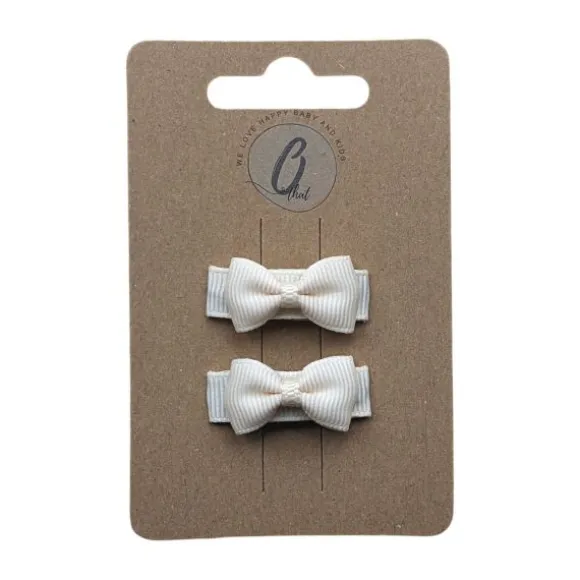 Ootje Kadootje Babyhaarclipjes - Grosgrain Mini - Ivory - 2 st.