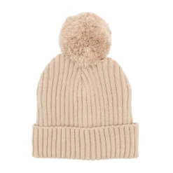 Puck Knit Pompom Muts - Woolwhite