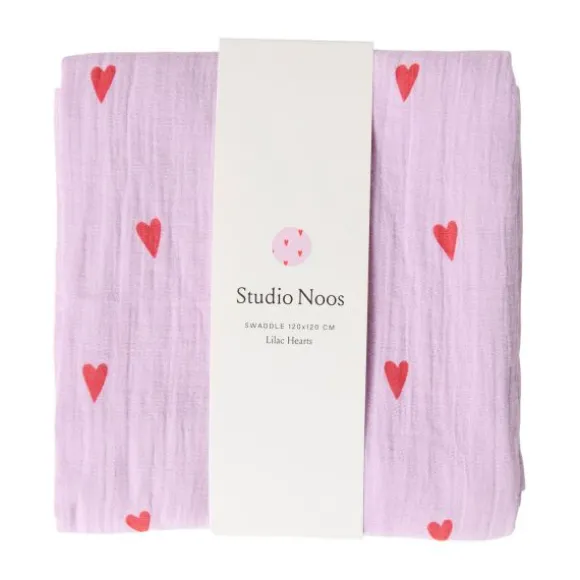 Studio Noos Swaddle - Natural Hearts - 120x120 cm