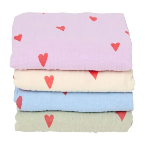 Studio Noos Swaddle - Natural Hearts - 120x120 cm