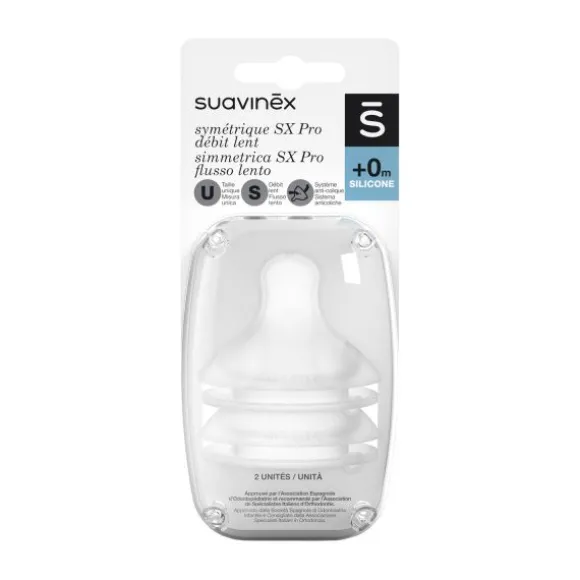 Suavinex SX Pro Flesspenen Symmetrisch - Slow Flow - 2 Stuks - Silicone